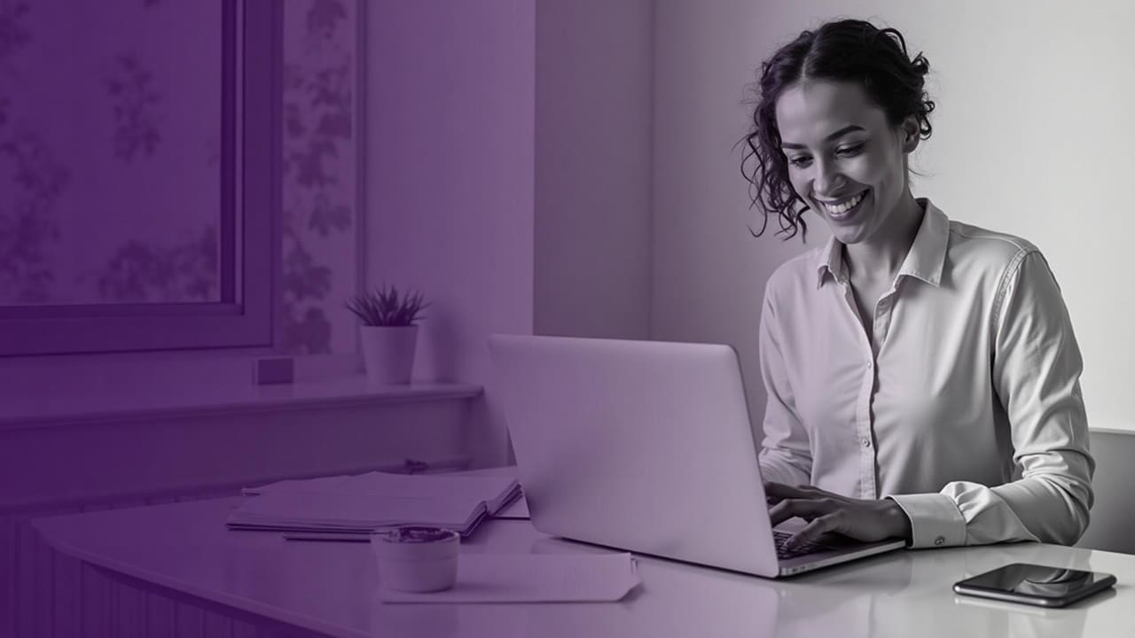 Consultant focused at her laptop